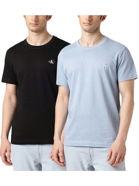 Calvin Klein Jeans Iceland Blue & Black Regular Fit T-Shirt