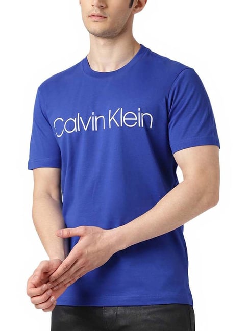 Calvin Klein Jeans Mid Azure Blue Logo Regular Fit T-Shirt