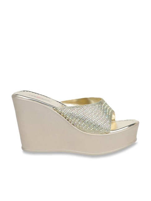 Shezone Women's Gold Ethnic Wedges Price in India