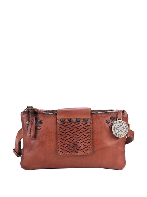 Buy KOMPANERO Brown Textured Small Sling Handbag Online At Best