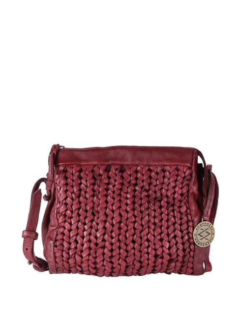 Buy KOMPANERO Red Textured Medium Sling Handbag Online At Best