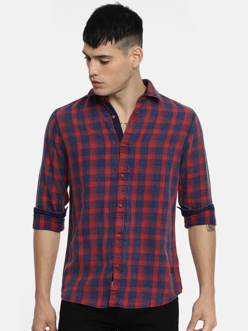 being human red check shirt