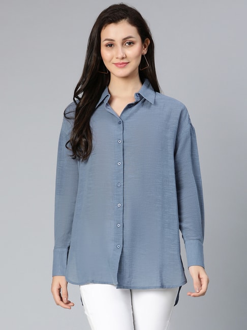Oxolloxo Grey Cotton Regular Fit Shirt Price in India