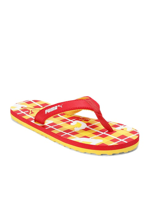 Puma Kids Bobble Red Yellow Flip Flops