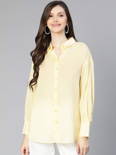 Oxolloxo Yellow Cotton Regular Fit Shirt Price in India