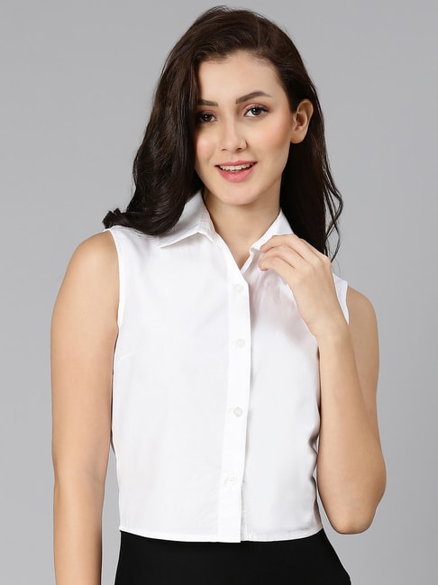 Oxolloxo White Cotton Regular Fit Shirt Price in India