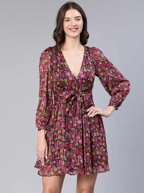Oxolloxo Multicolor Floral Print Wrap Dress Price in India