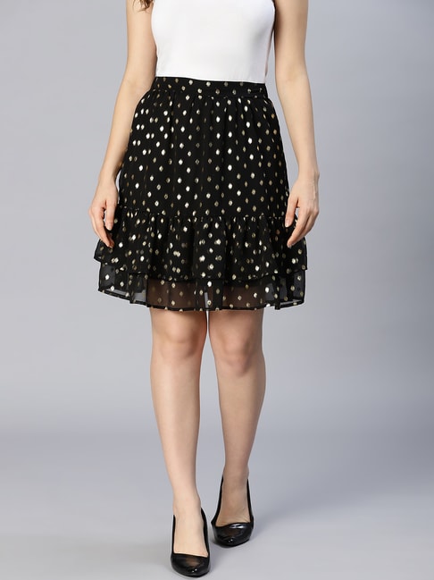 Oxolloxo Black Printed Skirt Price in India