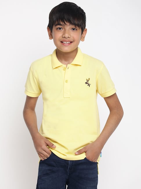 Lil Tomatoes Kids Yellow Solid Polo T-Shirt-picture-36