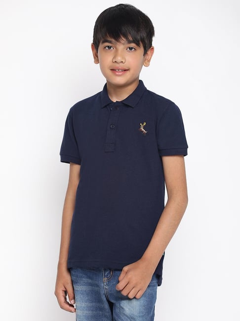 Lil Tomatoes Kids Navy Solid Polo T-Shirt-picture-33