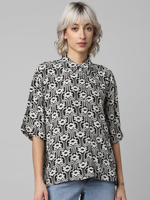 Only Black & white Floral Print Shirt-picture-16