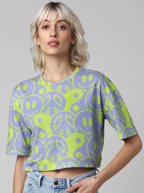 Only Green & Blue Printed T-shirt