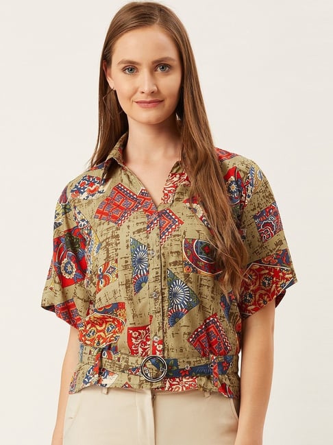 Alsace Lorraine Paris Beige Printed Shirt Price in India