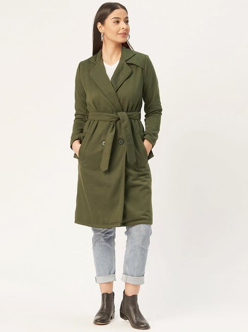 Olive green cheap long coat