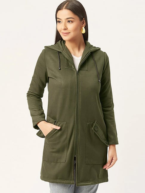 Alsace Lorraine Paris Olive Green Regular Fit Coat