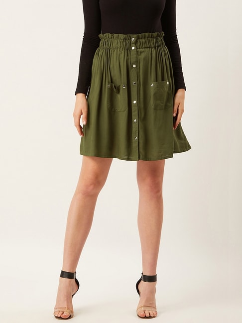 Alsace Lorraine Paris Olive Green A-Line Skirt Price in India