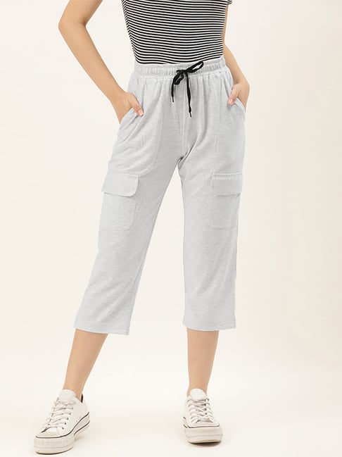 Buy Alsace Lorraine Paris Grey Cotton Mid Rise Cropped Track Pants for Women  Online @ Tata CLiQ