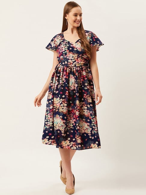 Alsace Lorraine Paris Blue Printed A-Line Dress Price in India