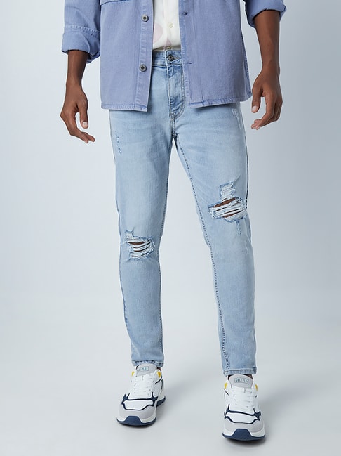 Shop Nuon Light Blue Distressed Jeans Jeans Online  Westside