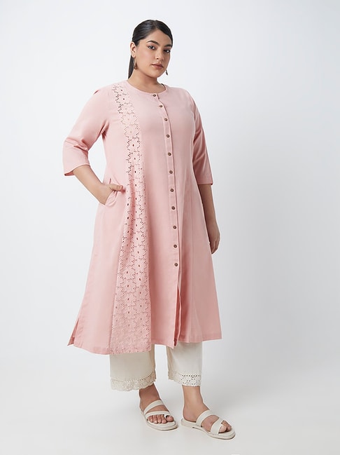 Diza Curves by Westside Dusty Pink A-Line Kurta Price in India
