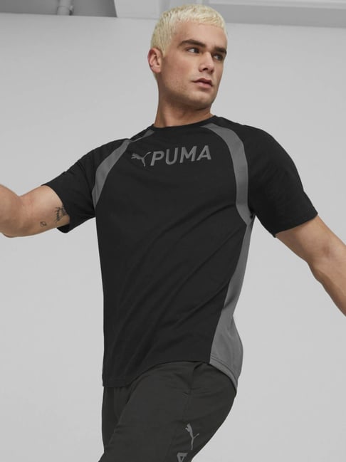 Puma Fit Ultrabreathe Black Regular Fit Printed Sports T-Shirt