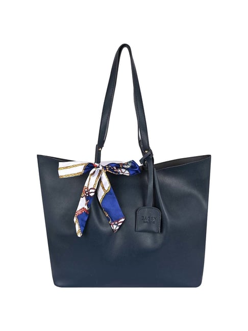 Bagsy Malone Navy Solid Medium Tote Handbag-picture-32