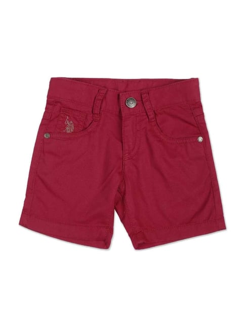 U S Polo Assn U.S. Polo Assn. Kids Red Cotton Slim Fit Shorts