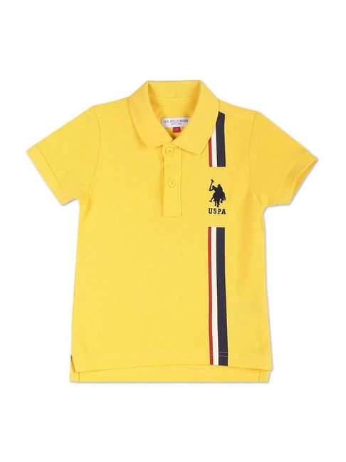 U.S. Polo Assn. Kids Yellow Cotton Striped Polo T-Shirt-picture-33