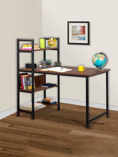 Delite Kom Stark Acacia Dark Black Metal Free Standing Study Table