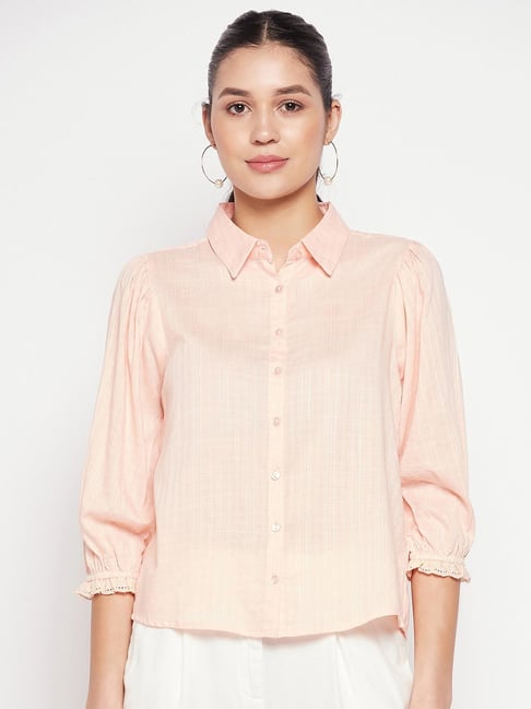 MADAME Peach Checks Shirt-picture-19