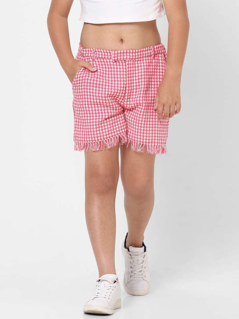 KIDS ONLY Red Cotton Chequered Shorts