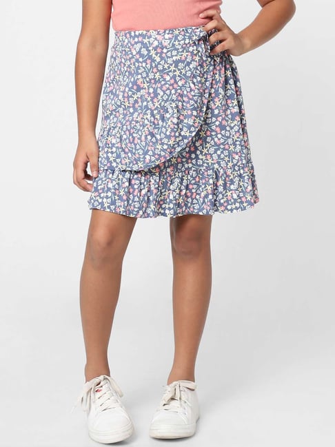 KIDS ONLY Vintage Indigo Blue Floral Print Skirt