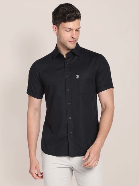 U S Polo Assn U.S. Polo Assn. Black Regular Fit Cotton Shirt