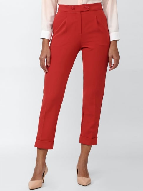 Red Wide Leg Trousers | Oxendales