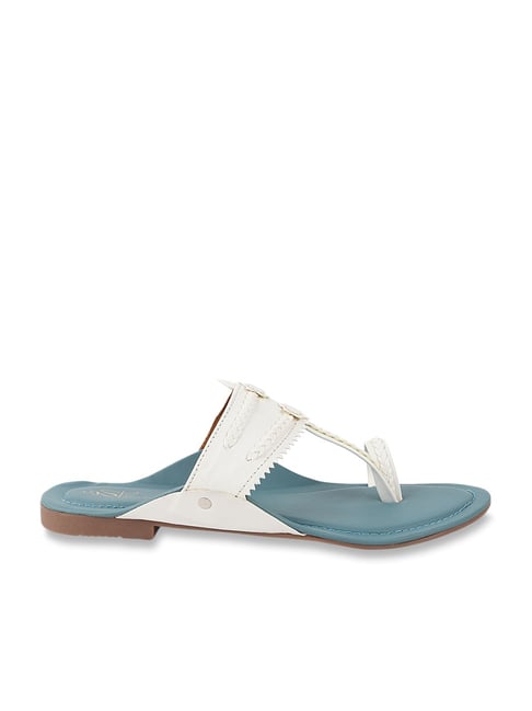 The White Pole Women's White Toe Ring Sandals