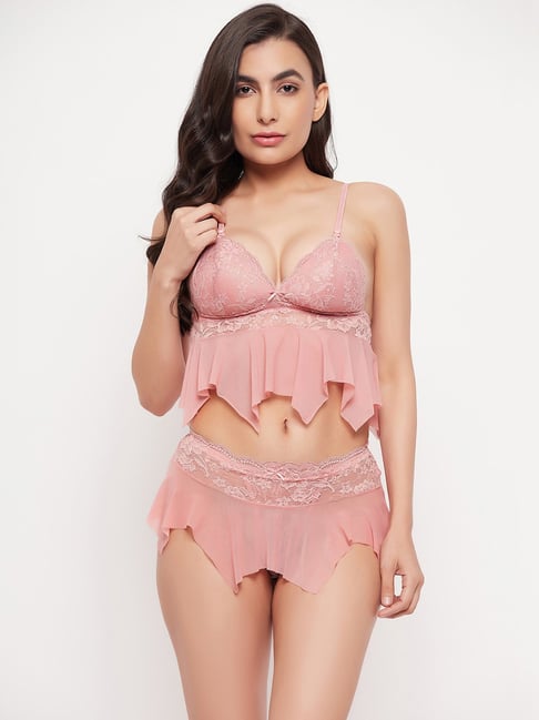 Buy Da Intimo Floral Lacy Lingerie Set - Red Online