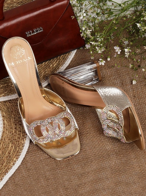 Moda-X Women's Gold Ethnic Sandals Price in India