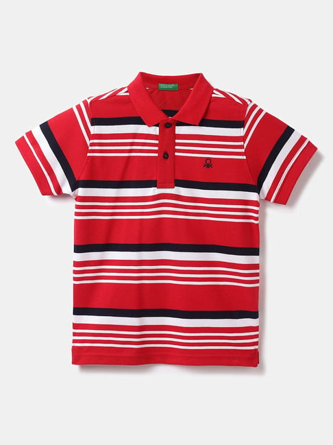 United Colors of Benetton Kids Red Striped Polo T-Shirt