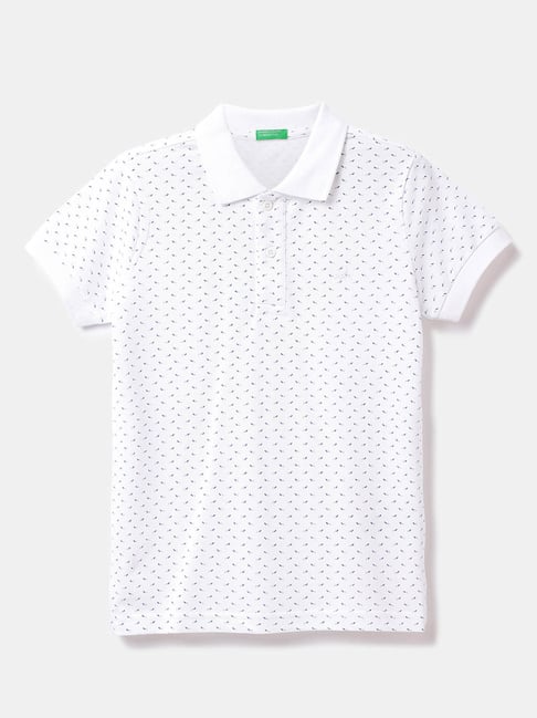 United Colors of Benetton Kids White Printed Polo T-Shirt