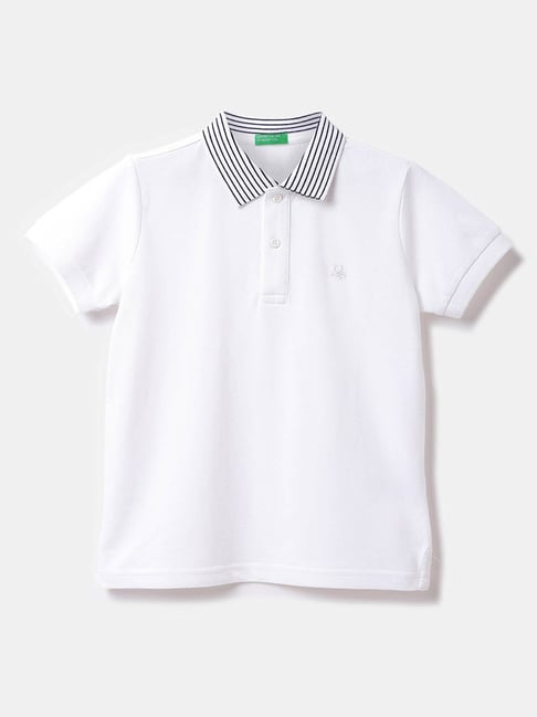 United Colors of Benetton Kids White Solid Polo T-Shirt