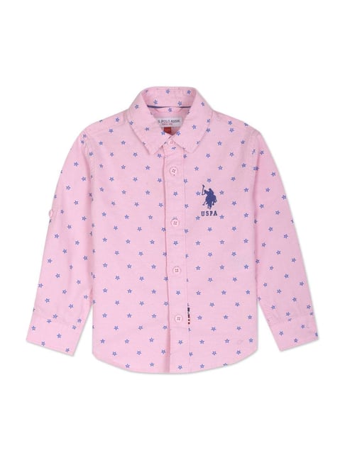 Buy U.S. Polo Assn. Kids Pink Cotton Printed Shirt for Boys