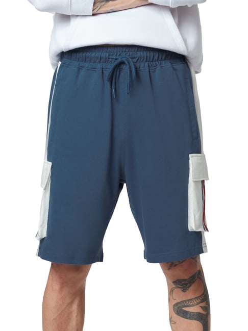The Souled Store Blue Regular Fit Colour-Block Shorts-picture-38