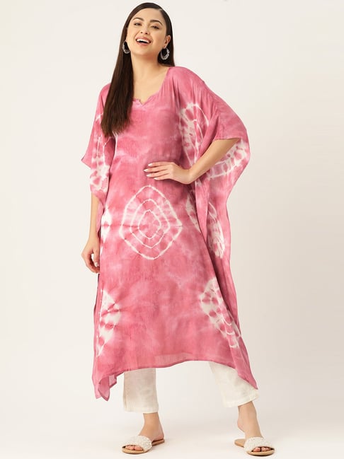 maaesa Pink Printed A Line Kaftan Price in India