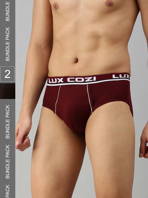 Lux Cozi Maroon & Brown Briefs - Pack of 2