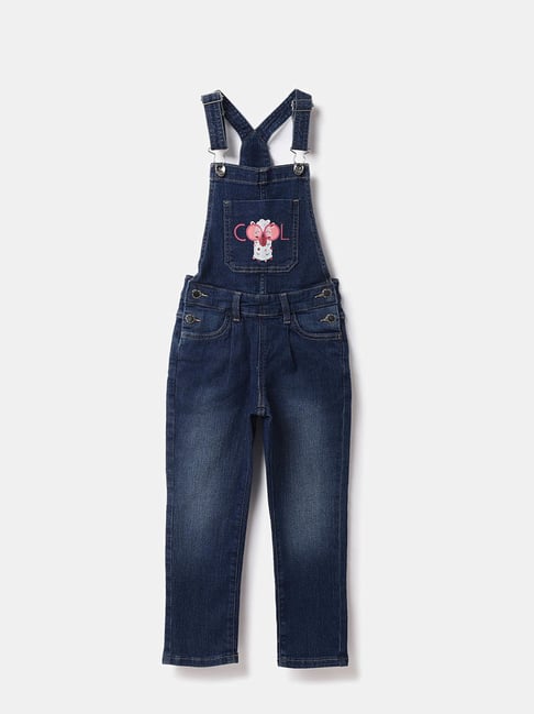 United Colors of Benetton Kids Dark Blue Solid Dungaree