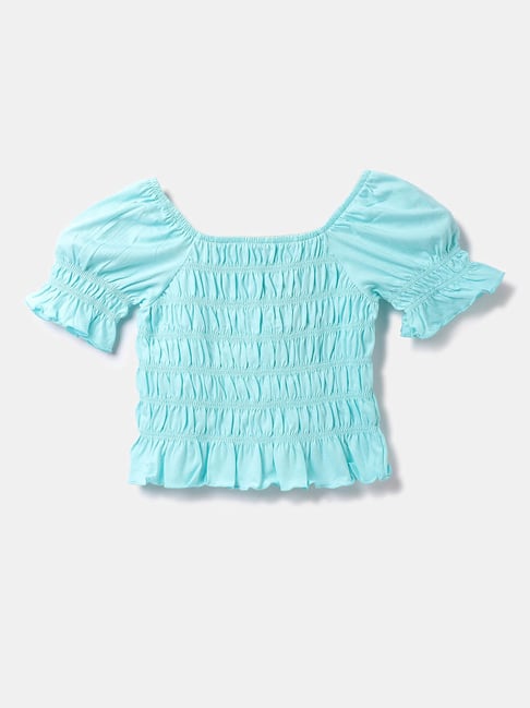 United Colors of Benetton Kids Aqua Blue Solid T-Shirt