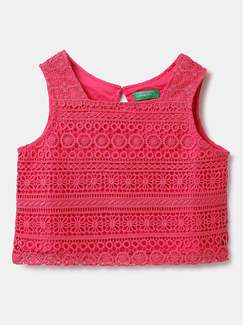 United Colors of Benetton Kids Pink Self Design T-Shirt