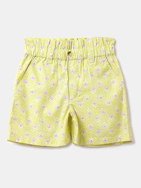 United Colors of Benetton Kids Light Green Floral Print Shorts