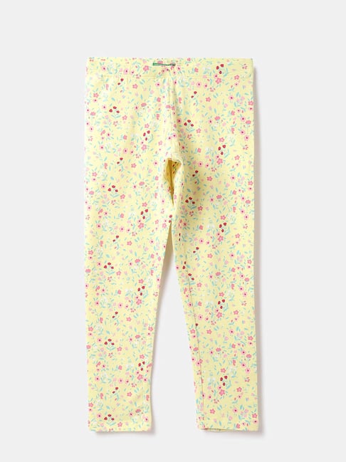 United Colors of Benetton Kids Yellow Floral Print Trousers