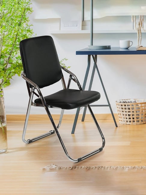 Nilkamal Hardy Black Fabric Upholstered Folding Visitor Chair